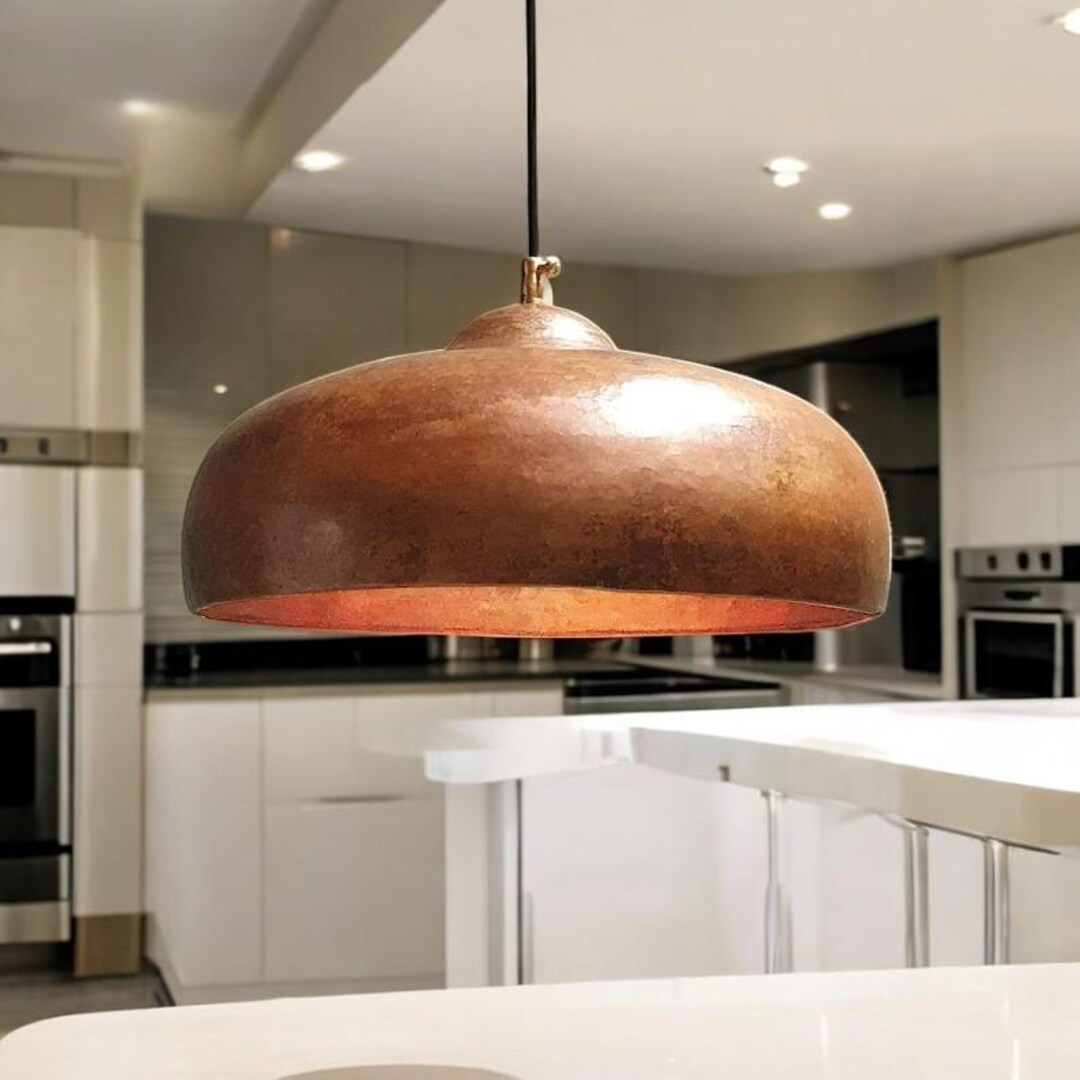 Rustic Copper Lights Handmade Rustic Copper Pendant Light: Kitchen Island Lighting - Etsy