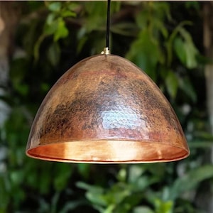 Hammered Copper Pendant Light Kitchen , Vintage Copper Light Fixture Farmhouse Copper Lamp, Handcrafted Copper Island Kitchen Lighting