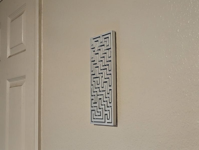 Labyrinth Wall Panel, 3D Printed Geometric Relief Art, Tall Rectangular ...