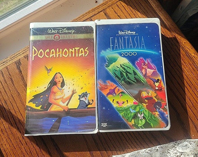 Lot of 2 Walt Disney VHS Fantasia 2000 and Pocahontas Gold Collection Clam Shell