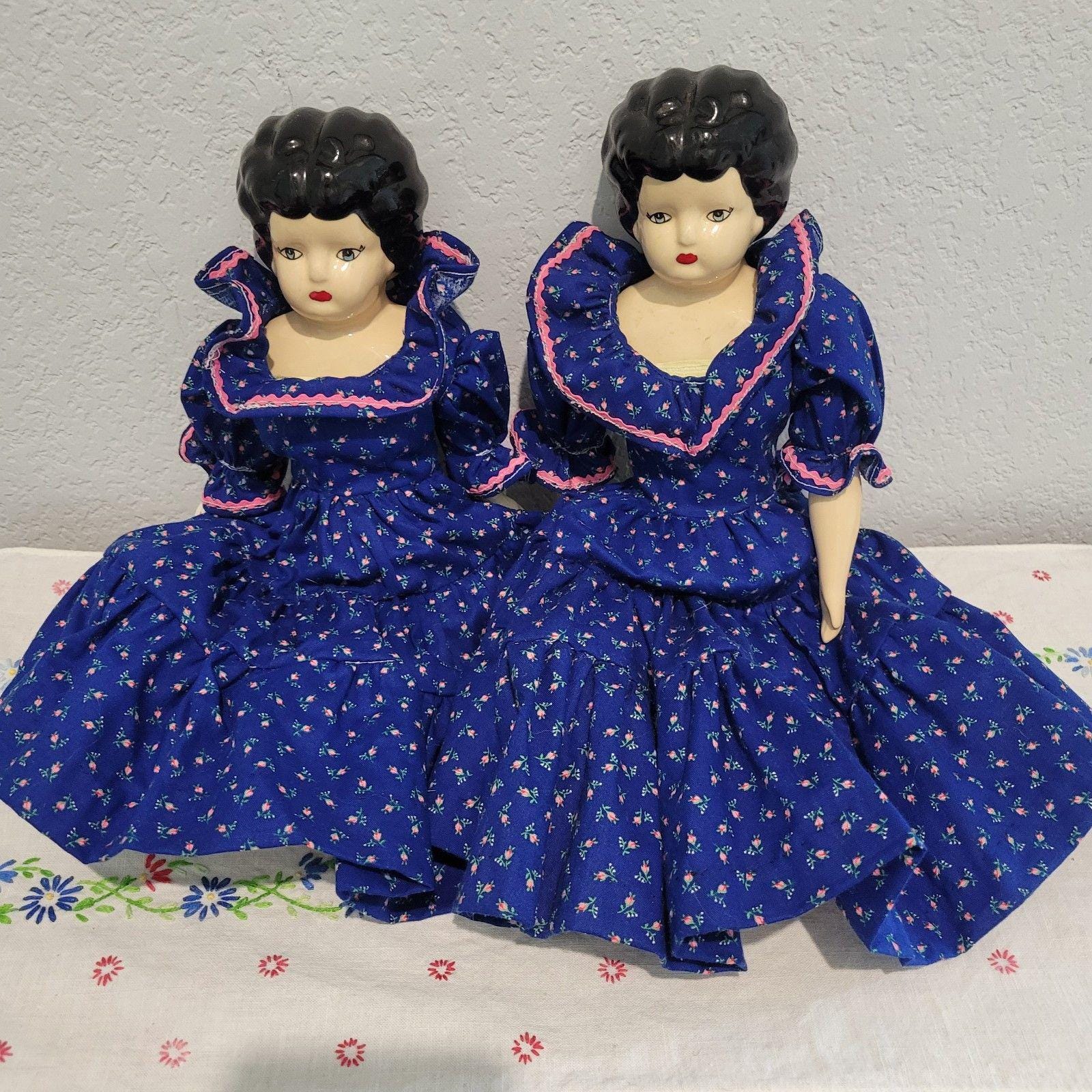 Vintage Handmade Ceremic Parts Lady Doll Twins Southern Belle Vintage Handmade Ceremic Parts Lady Doll Twins Southern Belle