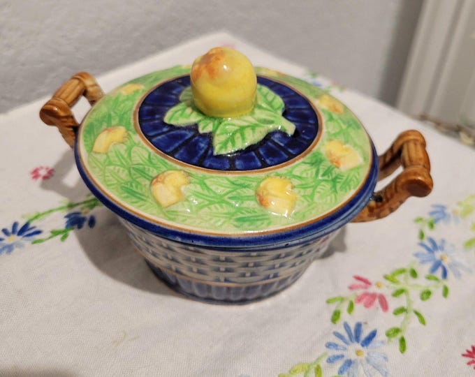 Vintage Japan Marutomoware 4" Ceramic Basket Sugar Bowl Jam Jelly Jar Box repair