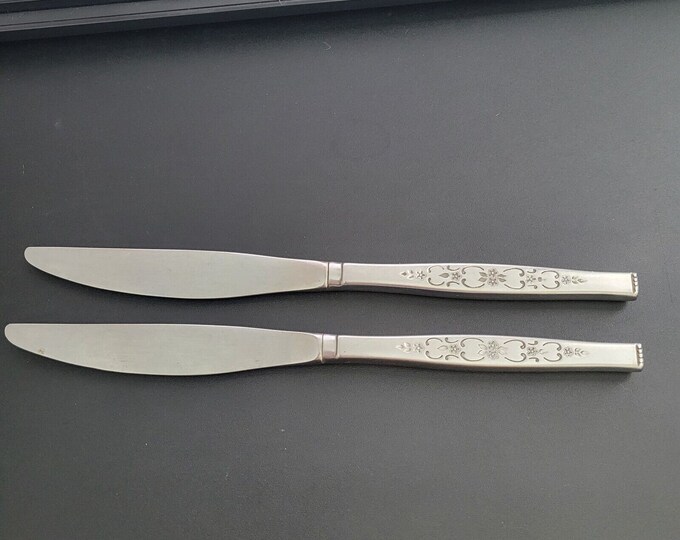 2 Oneida Spanada knives premiere stainless WMA Roger's MCM flatware 9.25"  Vtg