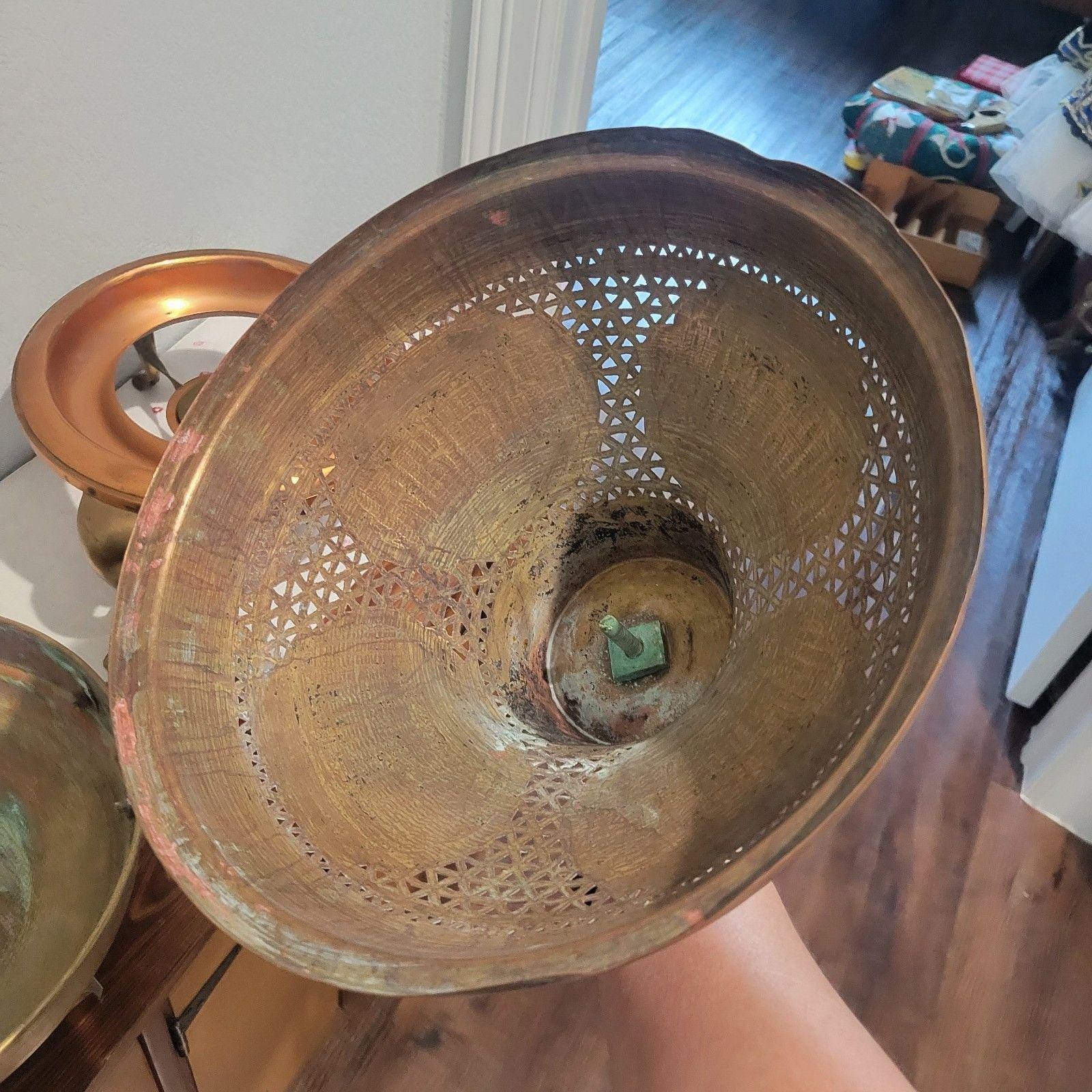 アンティーク アラビア トルコ 真鍮 火鉢、真鍮ドーム 三日月と星の穴