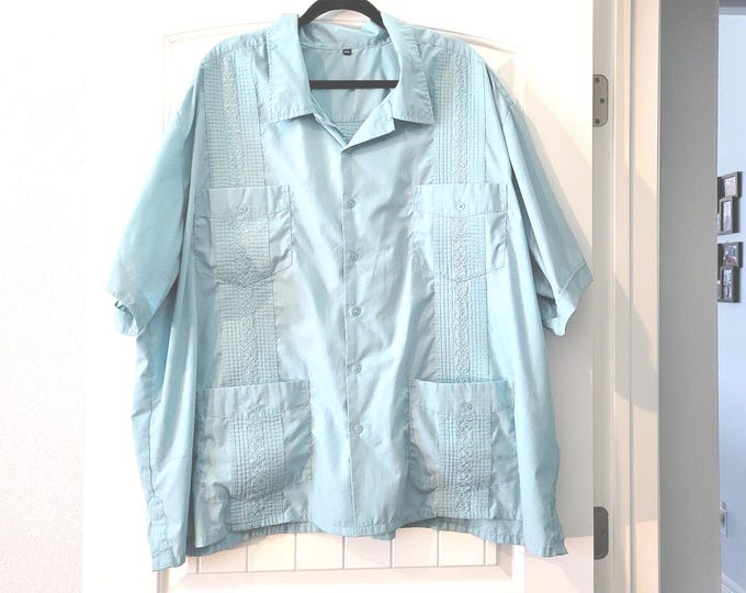 Vintage Guyabera Shirt Guyaberas Yucateras 4 Pocket Traditional Ruffle Shirt 4XL