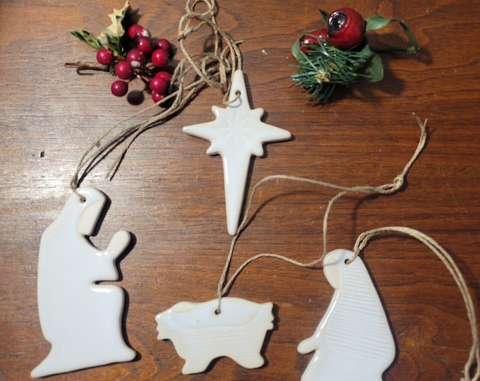 Mud Pie Nativity Set 4 Christmas Ornaments Holy Family Mary Joseph Baby Jesus St