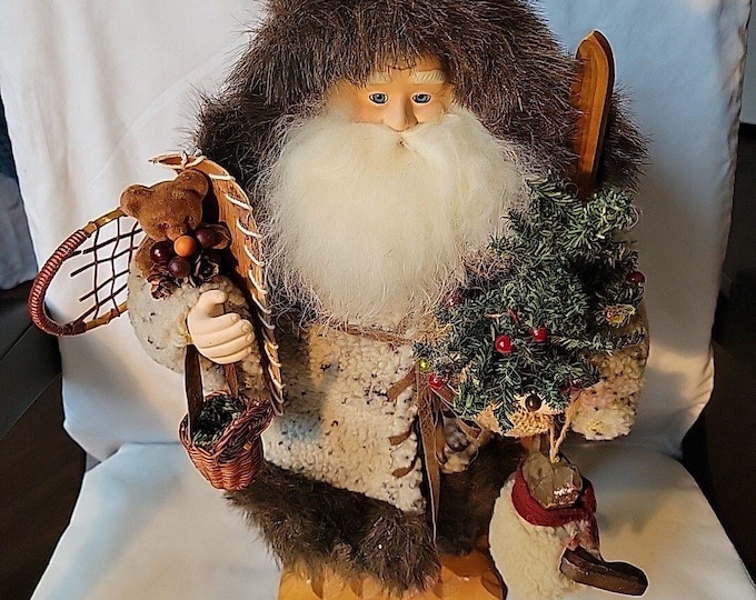 2001 Grandeur Noel Collectors Edition 17 Fabric Santa Country Snow Wool Coat