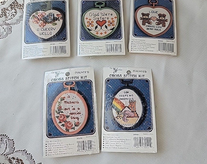 Vintage 90s Heart Cross Stitch Ornament Kit Set - New Berlin Co. Sealed