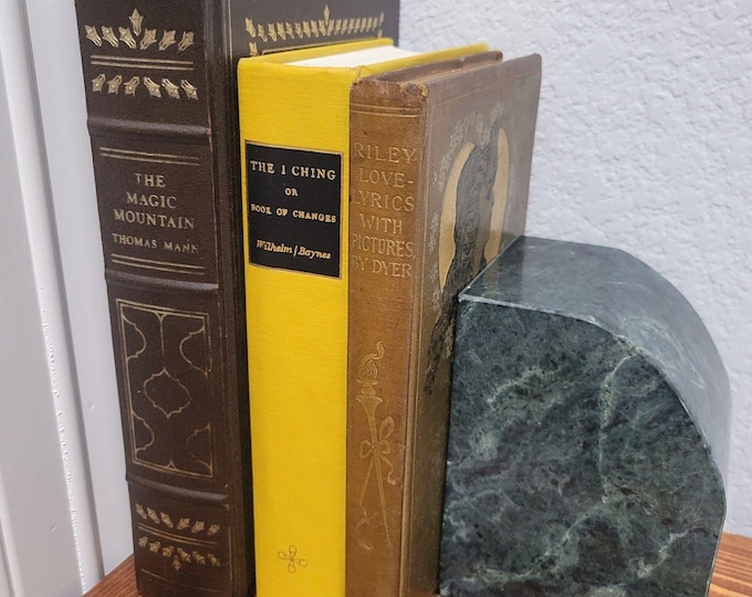 Vintage Polished Solid Marble Heavy Bookend Dark Green 1 pc 5" x 3.75 x 3.18"