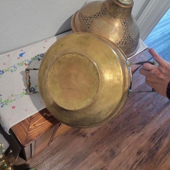 アンティーク アラビア トルコ 真鍮 火鉢、真鍮ドーム 三日月と星の穴