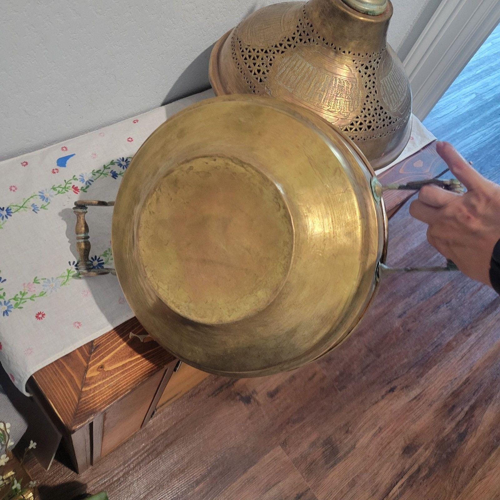 アンティーク アラビア トルコ 真鍮 火鉢、真鍮ドーム 三日月と星の穴