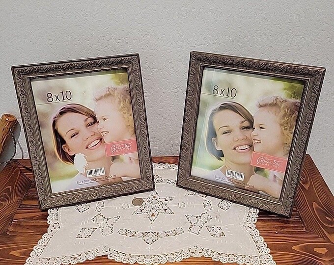 Pair 2 pcs Green Tree Gallery Brown Gold Faux Wood Photo Picture Frame 8x10