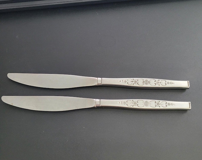 2 Oneida Spanada knives premiere stainless WMA Roger's MCM flatware 9.25"  Vtg