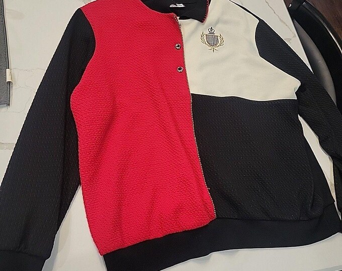 VTG Alfred Dunner Women Pullover XL Colorblock Long Sleeve Knit embroidery crest