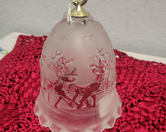VTG. MIKASA ~ Christmas Bell ~ Silent Night ~ Sleigh ~ Reindeer Frosted Glass 5"