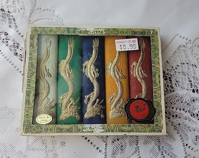 Set of 5 vtg Japan China DRAGON Calligraphy drawing Ink Sticks New in box 1960s