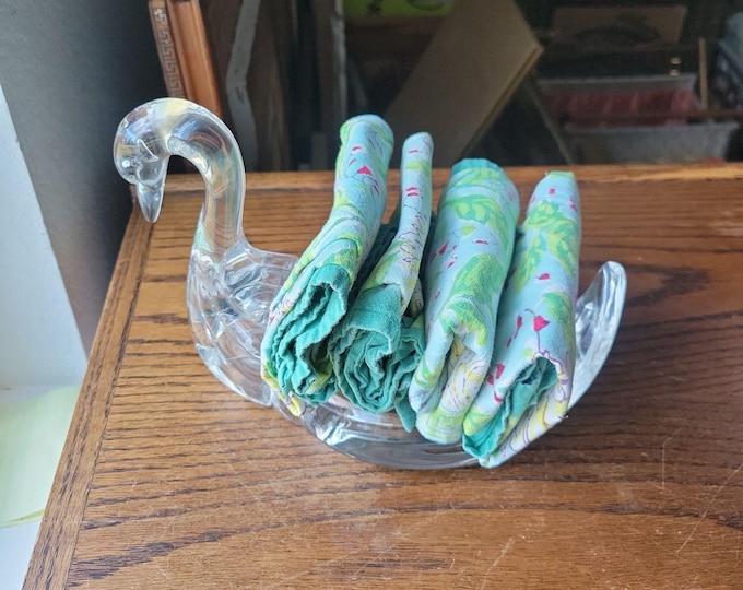 Vtg Clear Acrylic Lucite Plastic Swan Holder Towel Soap Bath Kitchen Decor MCM