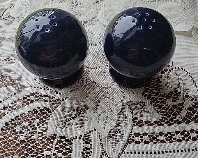 Vintage Fiestaware Cobalt Blue Salt and Pepper Shakers Original Fiesta