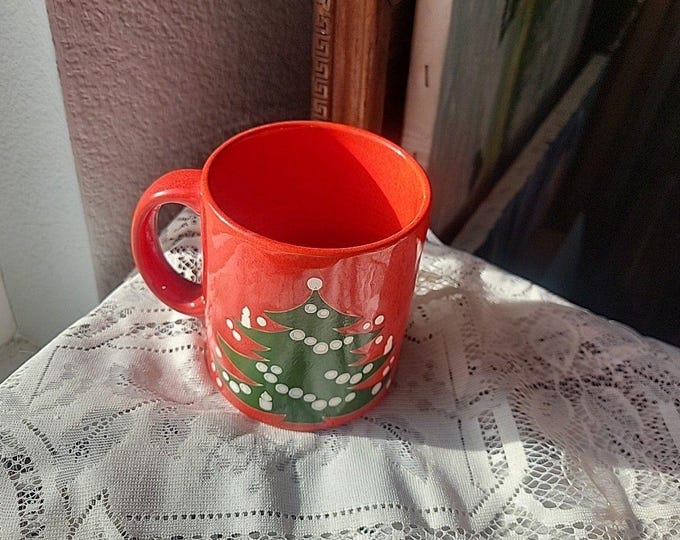 Waechtersbach Vtg Christmas Tree Coffee Mug Red Green West Germany Holiday Retro