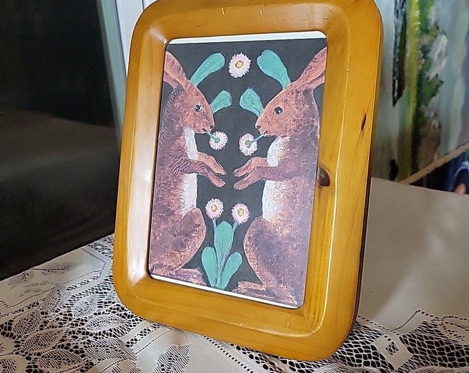 Vintage Teak Wood Photo Frame 7 X 5 MCM Mid Century Modern Hanging and freestand