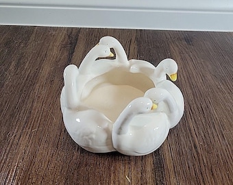 1982 Ron Gordon Swan Dish Bowl 6 Swans Geese Trinket Plant Holder EUC VTG