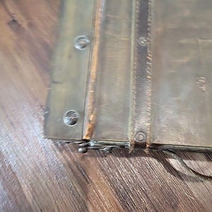Vintage Style Decorative Wood & Leather Storage Trunks Suitcase Pair Brown Stack image 9