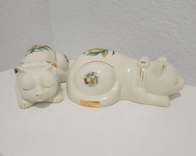Formalities by Baum Bros Porcelain Sleeping Cat Figurine Set Of 2- Vintage