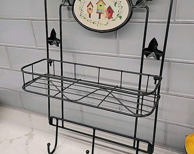 Vintage Farmhouse Wall Mounted Kitchen Shelf Birdhouse / Ivy 16.5" x 10.5" Green