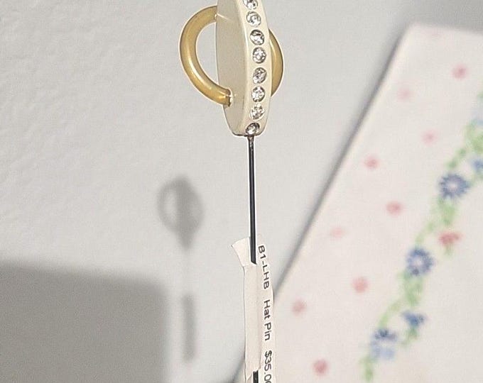 Vintage Celluloid Stick/Hat Pin-Art Deco Style-Clear Rhinestones Atlas Shrugged