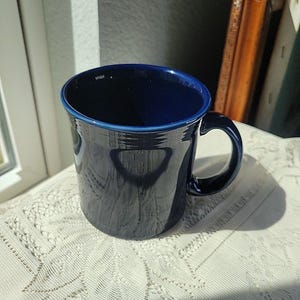 FIESTAWARE Cobalt Blue Java Mug, Cup, 10.25 oz, Coffee, Tea, D Handle