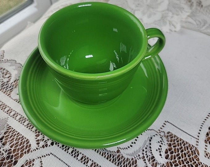 Homer Laughlin Fiestaware Retired Shamrock Coffee/Tea Cup and Saucer USA Fiesta