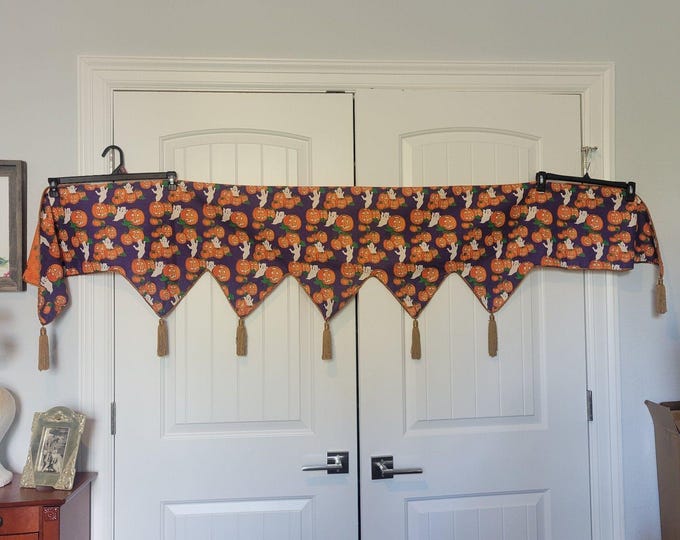 Halloween Novelty Print Handmade Canopy Tassels Pumpkins Ghosts purple orange