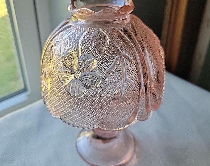 Vintage Pink Fairy Lamp Pressed Glass made in Taiwan Grandma Cottagecore READ