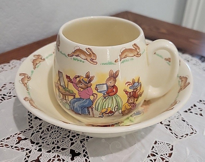 Vintage Royal Doulton Bunnykins Bowl & Cup no boxes Cottage Childrens set