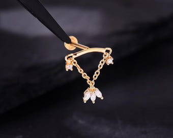 18G Moissanit Kette Labret, Sterling Silber Flat Back Ohrring, Tragus Helix Stud