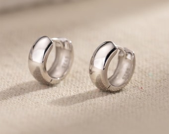 Chunky 925 Sterling Silver Huggie Hoop