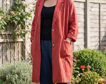 Linen Summer Duster Jacket: Elegant Cottage Style Layering Piece