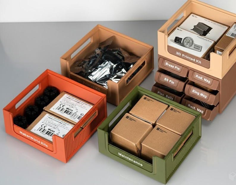 Modular Stackable Storage Bin | Fully Compatible with Workstation System Organizer | 3D Printed Maker Storage image 3