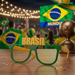 Brasiliens fotbollsfanglasögon, 3D-utskrivna solglasögon, EM-VM-tillbehör