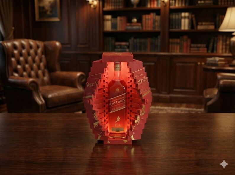 3D Printed Johnnie Walker Display Case | LED Light Bar Decor image 2
