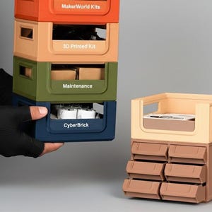 Modular Stackable Storage Bin | Fully Compatible with Workstation System Organizer | 3D Printed Maker Storage image 5