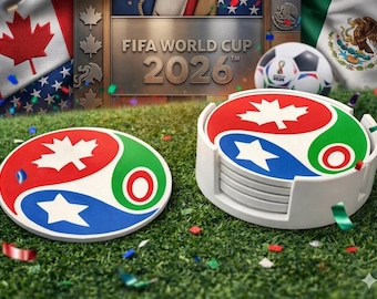 2026 World Cup Coaster Set | 3D Printed Football Soccer Fan Decor (Set of 4)
