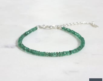 Echte smaragdgroene armband groene steen sierlijke 2,5 mm facetgeslepen geboortesteen van mei perfect cadeau voor haar - handgemaakte kralenarmbandsieraden