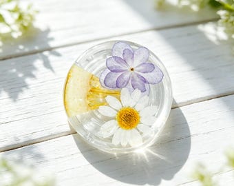 Real Daisy Flower Magnetic Phone Grip, Dried Mushroom Plant Style, Pressed Strawberry Fruit Phone Holder Accessories Kindle Magnet Base