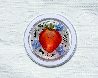 Real Daisy Flower Magnetic Phone Grip, Dried Mushroom Plant Grip,Pressed Strawberry Fruit Phone Holder, Phone Accessories Kindle Magnet Grip