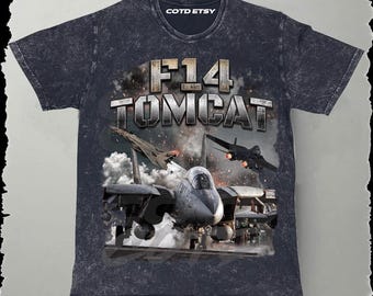 F14 Tomcat Bootleg T-Shirt Design PNG | Vintage 90s Military Aircraft Graphic | Retro Fighter Jet Shirt Design | Digital Download