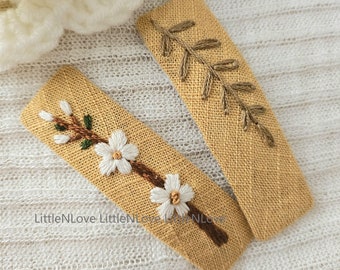Embroidery Hair Pins Embroidered Daisy Hairpin Yellow Hair Accessories Gifts for Women