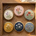 Wild Flower Embroidered Compact Mirror: Floral Pocket Hand-Embroidery Gift product logo