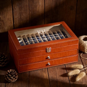 Personalized Luxury 36-Slots Pen Display Case, Multi-Layers Pen Storage Organizer with Clear Top, Gift for Pen Collectors & Writers