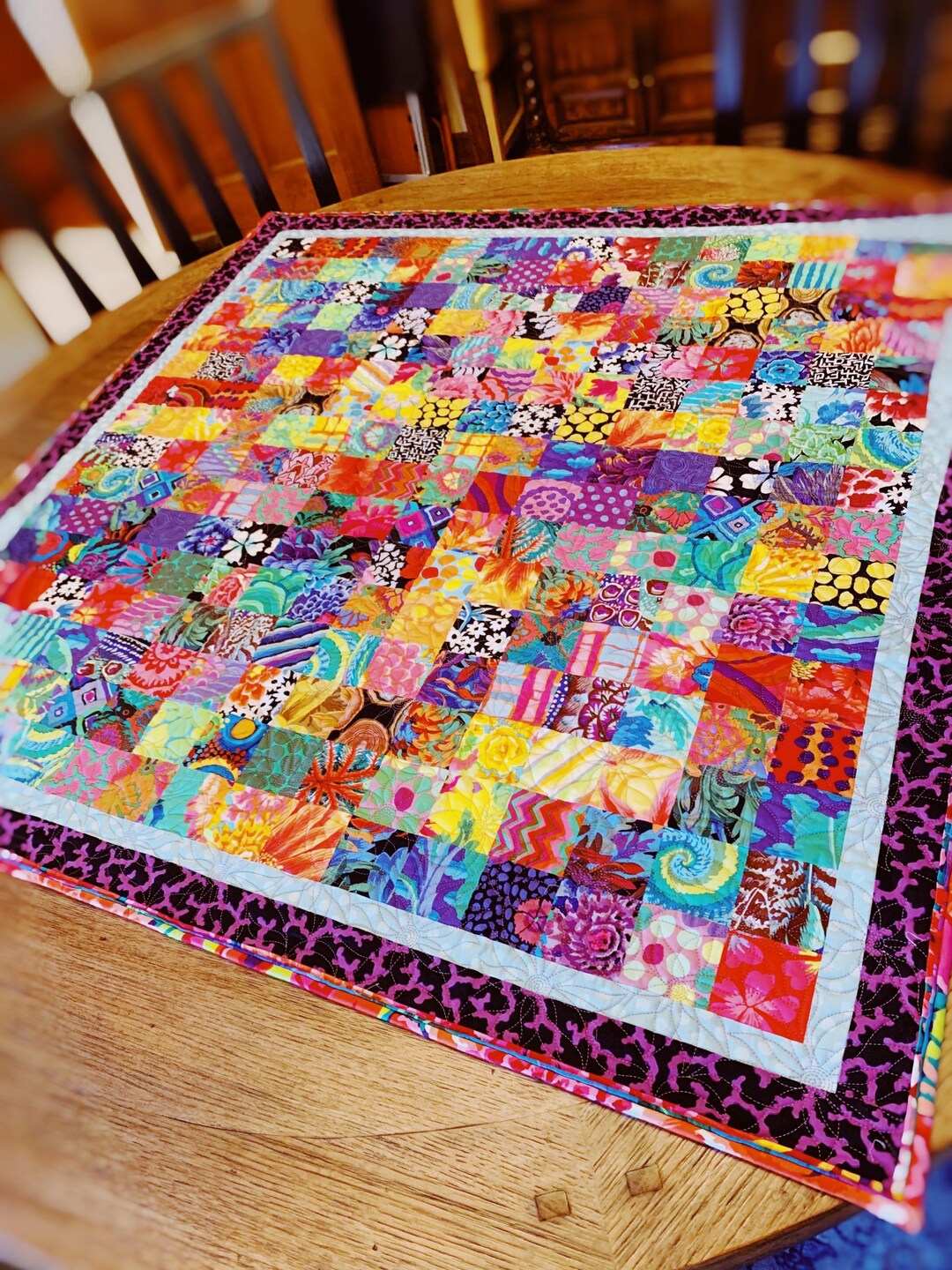 Quilted Tablecloth - 44x44 Inches - Vibrant Kaffe and Company Fabrics ...